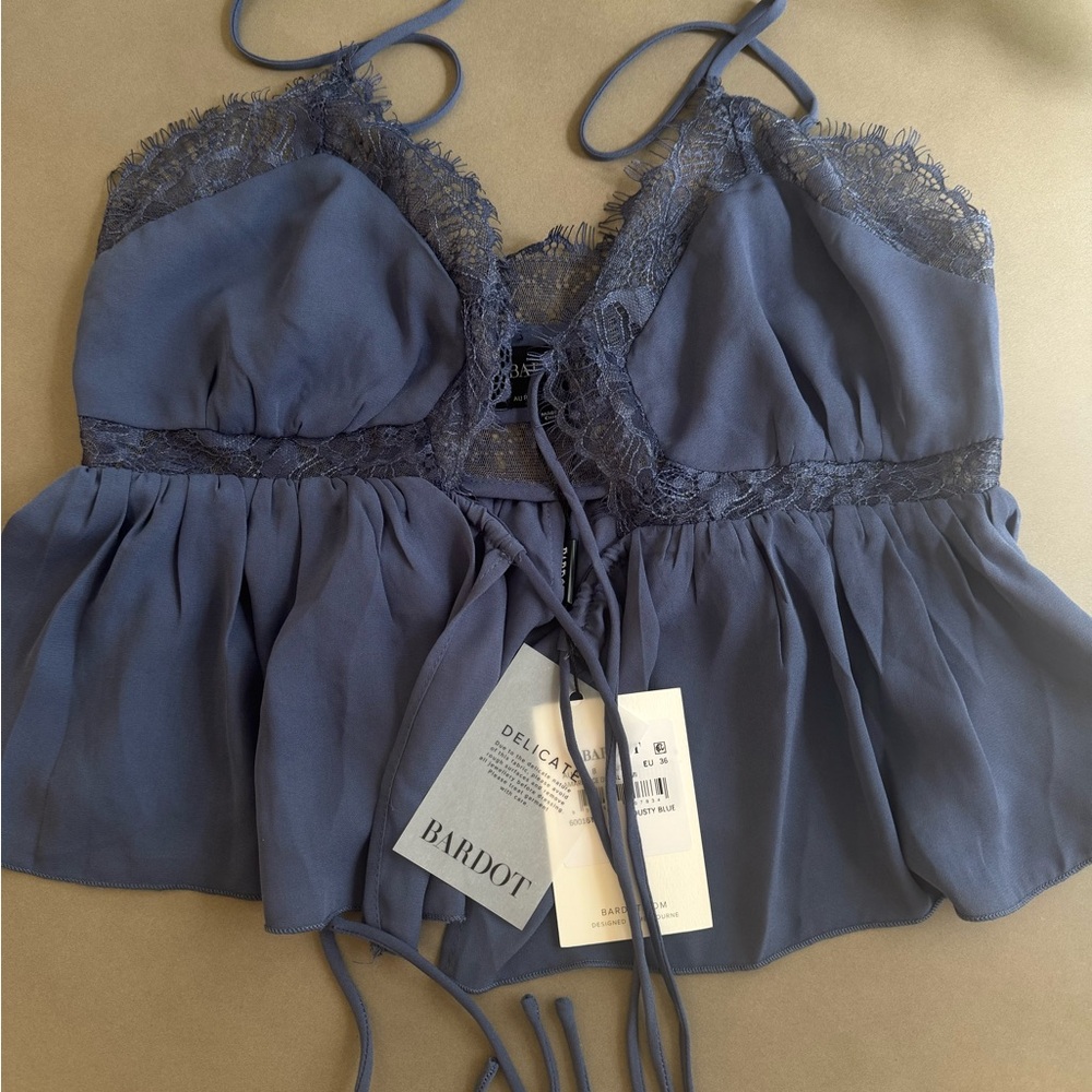 Bardot Navy Lace Trim Chemise